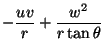 $\displaystyle - {uv\over r} + {w^2\over r\tan\theta}$