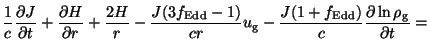 $\displaystyle {\frac{1}{c} \frac{\partial J}{\partial t}+ \frac{\partial H}{\pa...
...g}- \frac {J(1+f_{\rm Edd})}{c}
\frac {\partial \ln \rho_{\rm g}}{\partial t}=}$